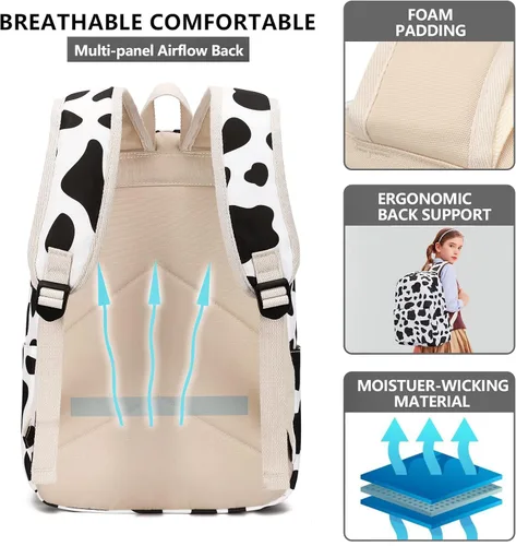 Vista 4 de Pawsky Mochila para niñas, niños, mochila escolar de viaje, mochila para laptop, mochilas casuales con bolsa de almuerzo, bolsa para lápices, Azul