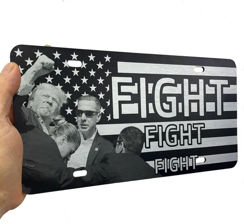 Vista 72 de JASS GRAPHIX Placa de matrícula personalizada con la bandera estadounidense de línea amarilla, homenaje personalizado a despachadores y operadores
