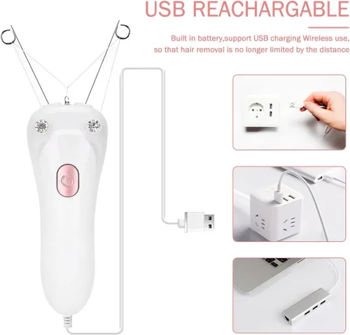 Vista 7 de Removedor de vello facial, depiladora eléctrica inalámbrica para mujer, depiladora de hilo facial, depiladora de belleza para mujer, removedor