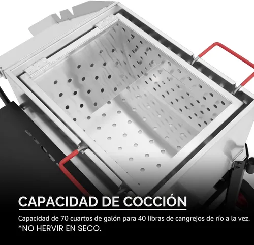 Vista 4 de Creole Feast CFB3001 Caldera de cangrejos al aire libre de 70 QT con paleta agitadora y ruedas, caldera de mariscos resistente con soporte