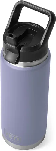 Vista 10 de YETI Rambler - Botella de acero inoxidable aislada al vacío con tapa y popote, 26 onzas, color negro