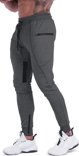 Vista 2 de MAIKANONG Pantalones deportivos para hombre, pantalones cónicos, informales, para entrenamiento, gimnasio, entrenamiento, pantalones ajustados