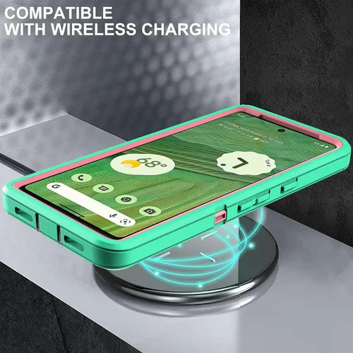 Vista 7 de Funda para Google Pixel 7A con 2 protectores de pantalla de vidrio templado, 3 en 1, protección resistente a prueba de golpes para Google Pixel 7A