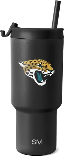Vista 25 de Simple Modern, Colección Trek - Vaso térmico de acero inoxidable de 30 oz con tapa abatible y pajillas con licencia oficial de la NFL, regalos