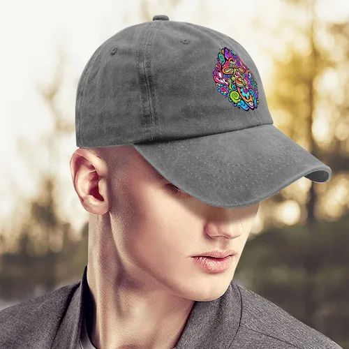 Vista 4 de devor Gorra psicodélico Magic Mushrooms Dad Hat, Gorras gráficas para mujer