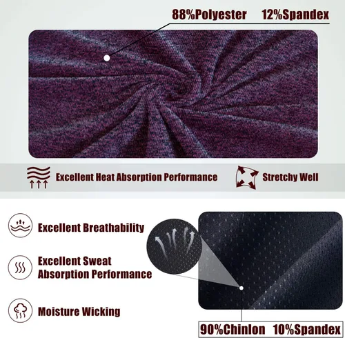 Vista 2 de Braylin Paquete de 5 diademas deportivas para hombre, diademas transpirables para fitness, absorben el sudor, elásticas