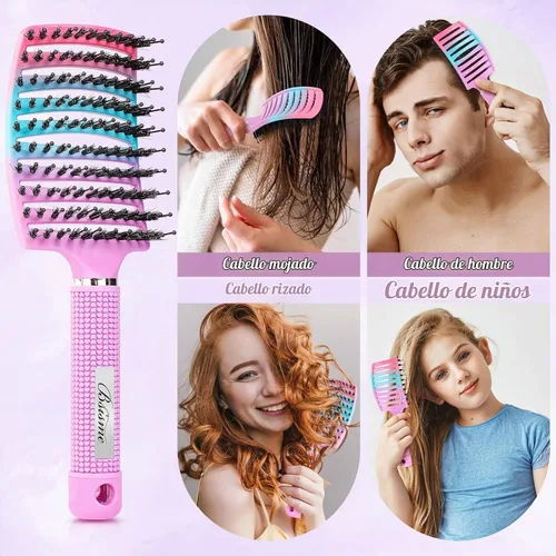 Vista 14 de Bsisme Juego de cepillos para el cabello, cepillo desenredante de Azul y morado.