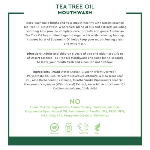 Vista 3 de Desert Essence, enjuague bucal Aceite de árbol de té, 8 onzas líquidas