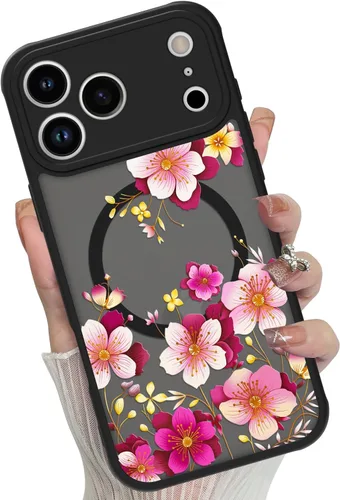 Vista 40 de Funda magnética para iPhone 17 Pro [compatible con MagSafe], bonita funda de moda con estampado de leopardo negro, translúcida, mate, parte trasera