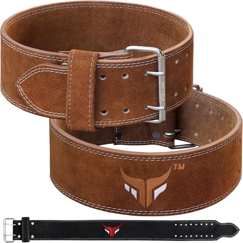 Vista 8 de Mytra Fusion Weight Lifting Belt Double Prong Buckle Power Lifting Belt Leather Weightlifting Belt for Training Gym Workout