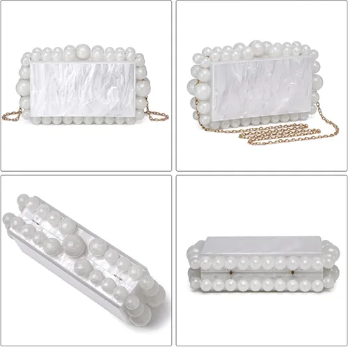 Vista 4 de Bolso de noche dorado, bolso de mano geométrico de noche, bolsos dorados metálicos, bolsos de noche para bodas, fiestas y noches formales