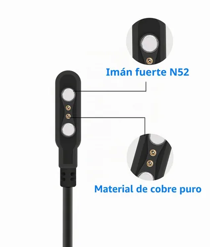 Vista 3 de Cable cargador de reloj inteligente, universal de 2 pines 0.112 in, cable de carga USB de succión magnética para reloj inteligente, cable de carga