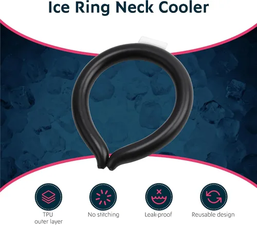 Vista 3 de Magic Gel Enfriadores de anillos para el cuello, bolsa de hielo portátil para enfriar el cuello, tubo enfriador de cuerpo fresco, bolsas de hielo
