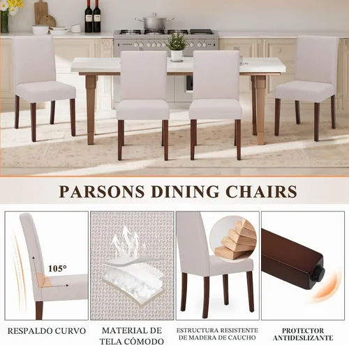 Vista 5 de MALOL Juego de 2 sillas de comedor tapizadas, sillas de comedor de tela, modernas sillas de comedor de madera, sillas auxiliares de cocina, silla