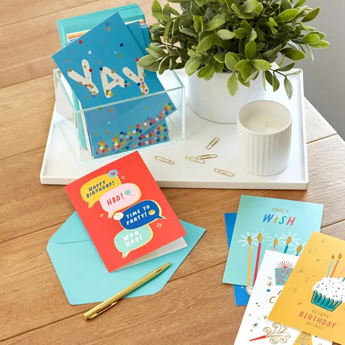 Vista 2 de Hallmark - Juego de tarjetas de cumpleaños, 36 tarjetas con sobres (deseos de cumpleaños brillantes)