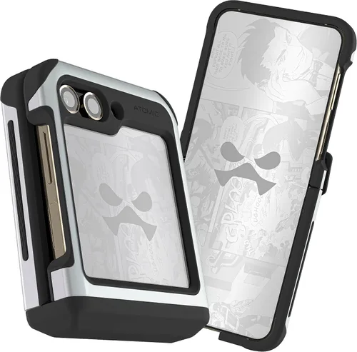Vista 92 de Ghostek Atomic - Funda delgada para Galaxy Z Flip 4, parte trasera de aramida con parachoques de aluminio rojo, funda protectora de doble capa a