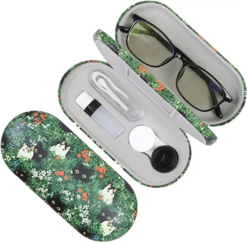 Vista 30 de Estuche 2 en 1 para Lentes de Contacto y Anteojos para Mujeres, Hombres y Niños, Estuche Duro Portátil de Doble Cara para Anteojos de Viaje