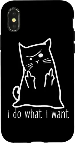 Vista 5 de I Do What I Want Rude Kitty Flipping Bird Middle Finger Gift Case for iPhone 17