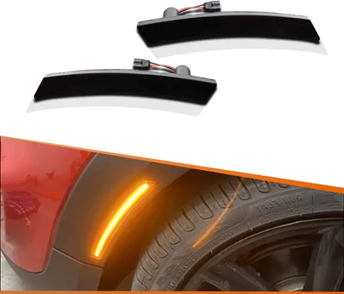Vista 8 de ADIIL Luces de marcador lateral de guardabarros delanteros LED ámbar con lente transparente compatible con MINI Cooper R50 R52 R53 2002-2008 Lente
