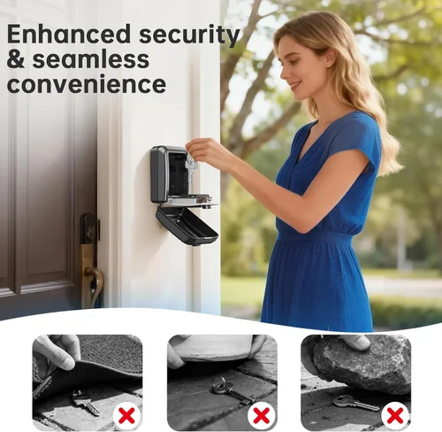 Vista 4 de Caja de Seguridad para Llaves MAILADA, Caja de Seguridad con Combinación de 12 Dígitos para Llaves, Código de Reposo, Gran Capacidad y Resistente a