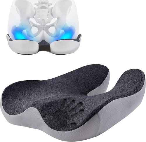 Vista 11 de Cojín de asiento de silla de ruedas de gel, cojines para dolor de cama para glúteos, almohada de espuma viscoelástica para hemorroides para sillas
