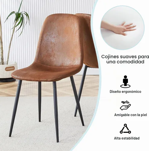 Vista 6 de Juego de mesa de comedor rústica de 5 piezas para 4 personas, mesa de comedor rectangular de madera moderna de mediados de siglo de 55 pulgadas