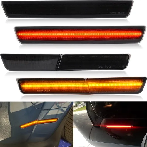 Vista 7 de Kits de luces laterales LED con lentes transparentes Challenger ámbar/rojas delanteras y traseras para Dodge Challenger 2008 2009 2010 2011 2012