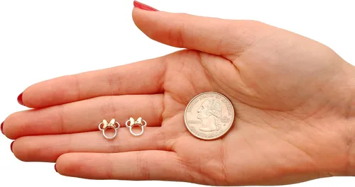 Vista 5 de Disney Minnie Mouse Stud Earrings Two Tone Minnie Silhouette Sterling Silver
