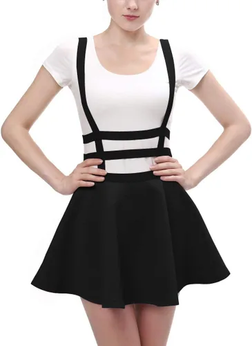 Vista 2 de Urban CoCo Womens Elastic Waist Pleated Short Braces Skirt