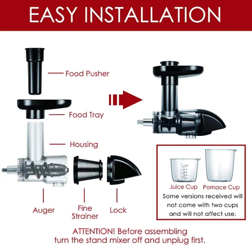 Vista 3 de KitchenAid - Accesorio de exprimidor para batidoras de pie KitchenAid para todos los modelos, exprimidor de masticación, accesorio de exprimidor