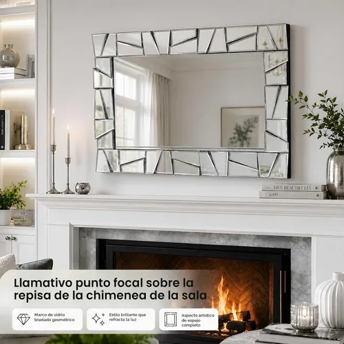 Vista 6 de Chende Espejos decorativos modernos 3D para pared, espejo de sala de estar