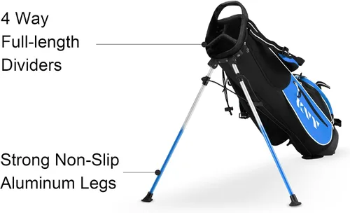 Vista 5 de KVV Bolsa de soporte de golf junior, bolsa de soporte de golf ligera para niños de 4-6/7-9/10-12 años