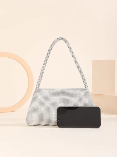 Vista 3 de Naimo Bolso de mano de cristal brillante con asa superior, bolso de hombro cruzado para boda, fiesta, novia