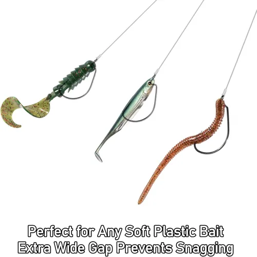 Vista 6 de Dr.Fish EWG - Ganchos para pesca de lubina, extra ancho, para pesca de agua dulce, carolina/Texas Rig