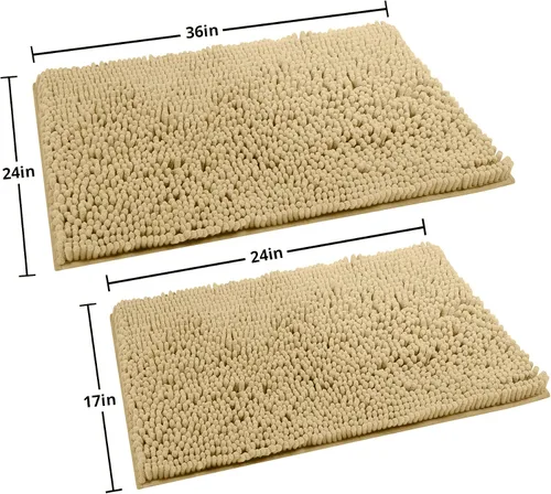 Vista 2 de Alfombras de baño, extra suaves y absorbentes, antideslizantes, felpilla de lujo, alfombras de felpa para bañeras, ducha y debajo del fregadero