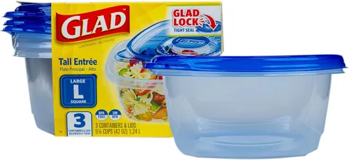 Vista 23 de GladWare Sopa y Ensalada para Uso Diario, Almacenamiento Rectangular Mediano, Estándar, 24 Onzas, Juego de 5