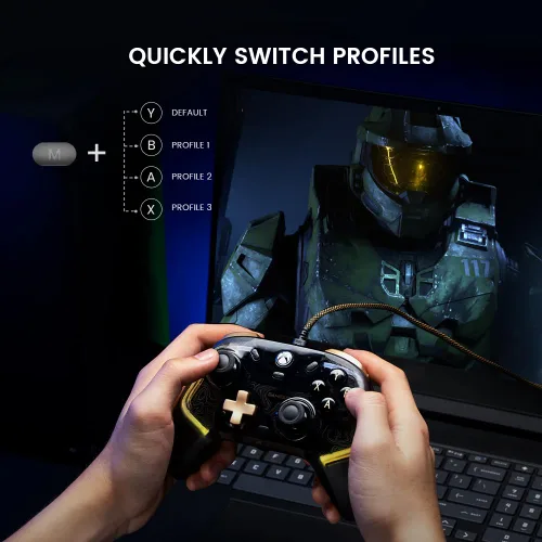 Vista 8 de GameSir Kaleid Flux Enhanced Wired Controller for Xbox, RGB Lighting and Hall Effect Joystick, Compatible with Xbox Series XS, Xbox One, Windows