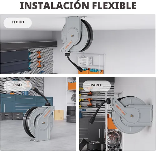Vista 6 de Giraffe Tools Carrete de manguera para lavadora a presión de 65 pies, 3200 PSI, carrete de manguera retráctil para lavadora a presión, resistente