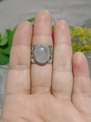 Vista 6 de Rose Quartz Gemstone Ring,925 Sterling Silver,Artistic Ring,Oval Shape Stone,Casual Wear,Designer Silver Ring,Engagement Ring,Promise Ring,Silver