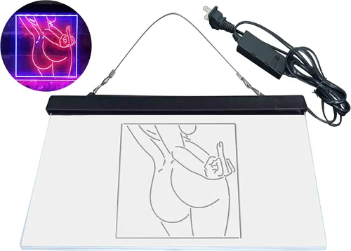 Vista 8 de ADVPRO Bad Bitch Middle Finger FXXK Girl Room - Letrero de neón LED de doble color, azul y rojo, 12 x 8 pulgadas st6s32-i3799-br