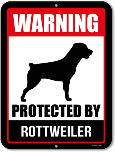 Vista 4 de Honey Dew Gifts, Señal de aluminio de metal con advertencia protegida por boxer, Beware of Dog, 9 x 12 pulgadas, HDG-1062