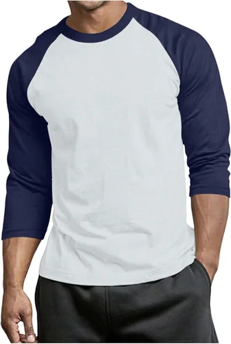 Vista 10 de Men's Raglan Long Sleeve Tee Shirts Color Block Crew Neck T Shirt Lightweight Soft Casual Basic Tshirts Running Tops