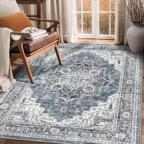 Vista 24 de Alfombra de pasillo vintage de 2 x 6 pies de pelo bajo Marrón beige