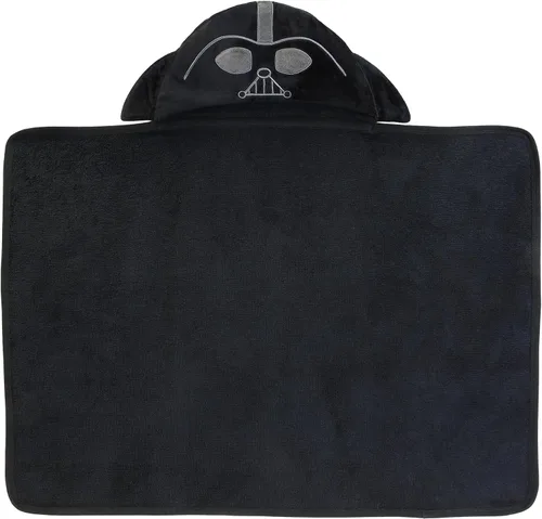 Vista 2 de Lambs & Ivy Star Wars Darth Vader Toalla de baño con capucha de algodón de lujo negro