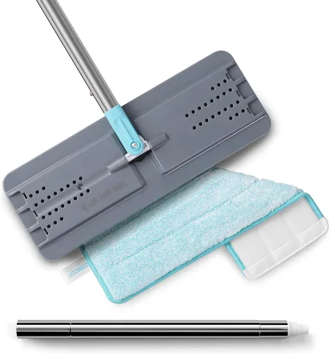 Vista 15 de JOYMOOP Trapeador plano, trapeadores de microfibra para limpieza de pisos y limpiador de paredes, trapeadores de 50 pulgadas con cabeza plana de 13