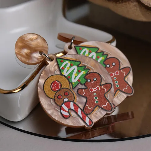 Vista 5 de Agriajun Juego de aretes de Navidad para mujer, lindo y divertido árbol de Navidad, copo de nieve, día festivo, juego de regalo para niñas