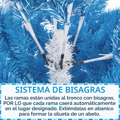 Vista 8 de Yaheetech - Árbol artificial de Navidad de 6 pies preiluminado con 250 luces incandescentes de color blanco cálido, con flecos nevados y soporte