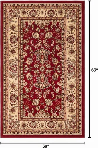 Vista 3 de Unique Loom Colección Sialk Hill - Alfombra de área Washington (3 pies 3 pulgadas x 5 pies 3 pulgadas, rectángulo, burdeos/crema)
