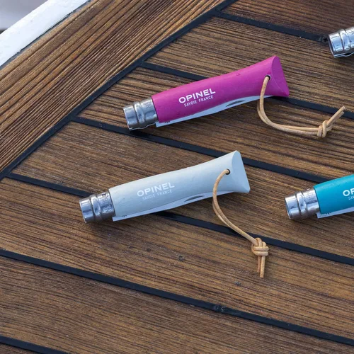 Vista 6 de Opinel No.6 Colorama - Cuchillo plegable de acero inoxidable de uso diario para bolsillo con anillo de seguridad Nube
