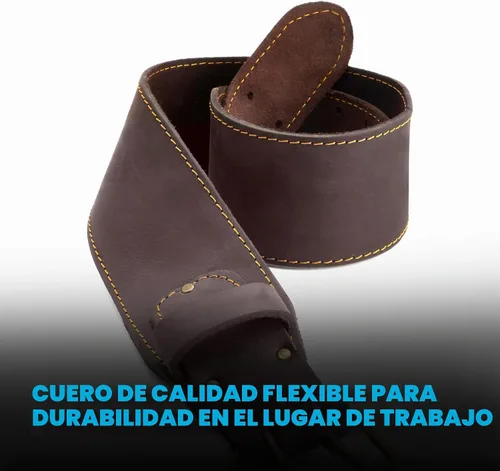 Vista 2 de OX Cinturón de herramientas de cuero de grano completo Pro S/M de 3 pulgadas de ancho con cinturón de construcción de doble costura con remaches